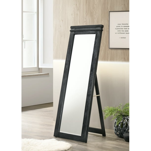 Furniture Of America O Hara Wood Floor Mirror Rustic Black Walmart Com Walmart Com