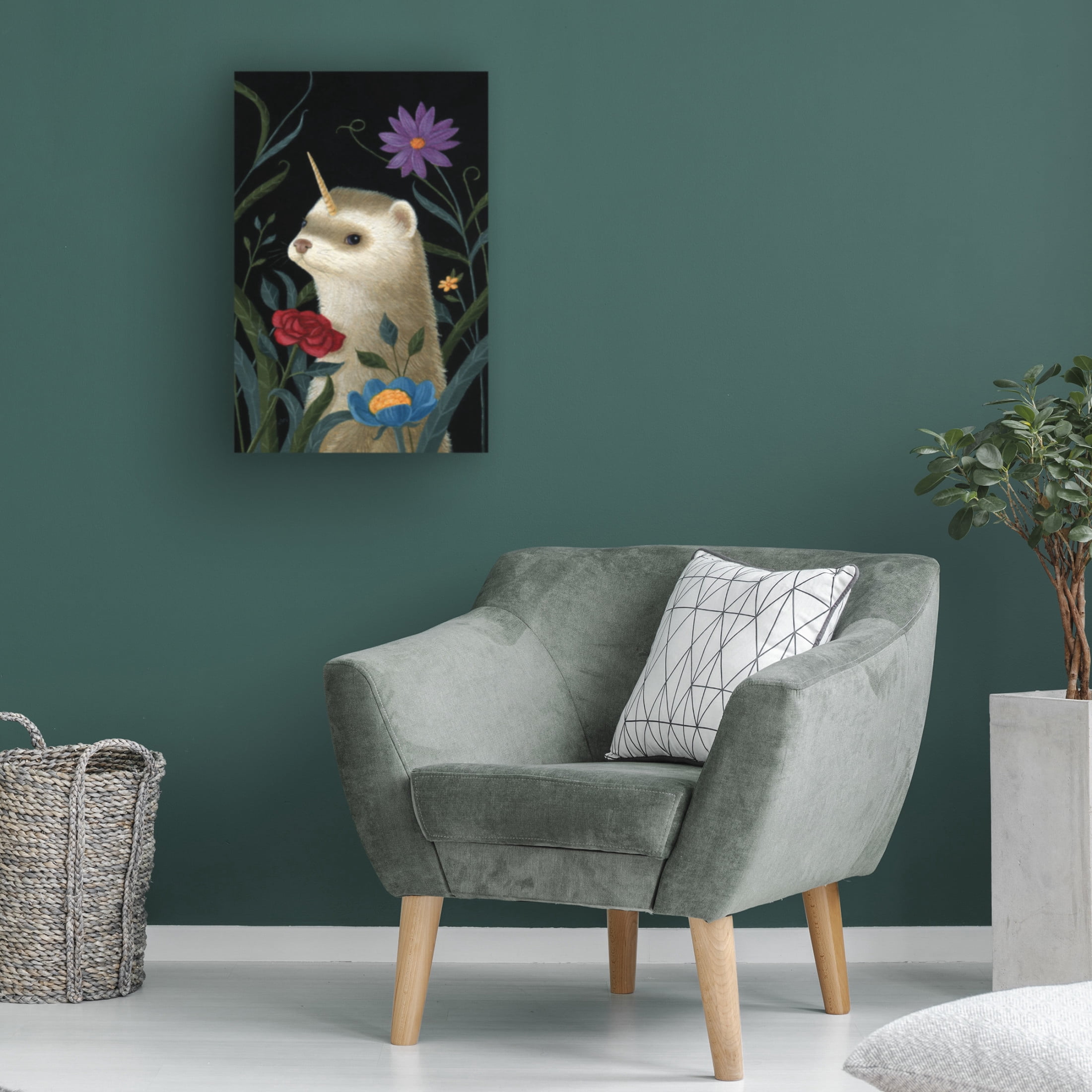 Canvas Wall Art - Gina Matarazzo 'Petey the Ferricorn' Wall Art for Living Room, Bedroom, or Office Décor by Trademark Fine Art - 16 x 24 Inches