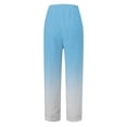 thumbnail image 5 of Boho Pants Tie-dye Pants Country Style Tropical Pants High Waist Work Business Pants Lightweight Pants Summer Straight Wide Leg Loose Fit Trousers with pockets Sky Blue,L, 5 of 5
