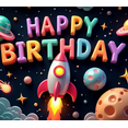 thumbnail image 5 of Yatrandify Colorful Theme Happy Birthday Rocket Banner Space Elements Astronaut Design for Kids Party Celebrations Decorations, 5 of 7