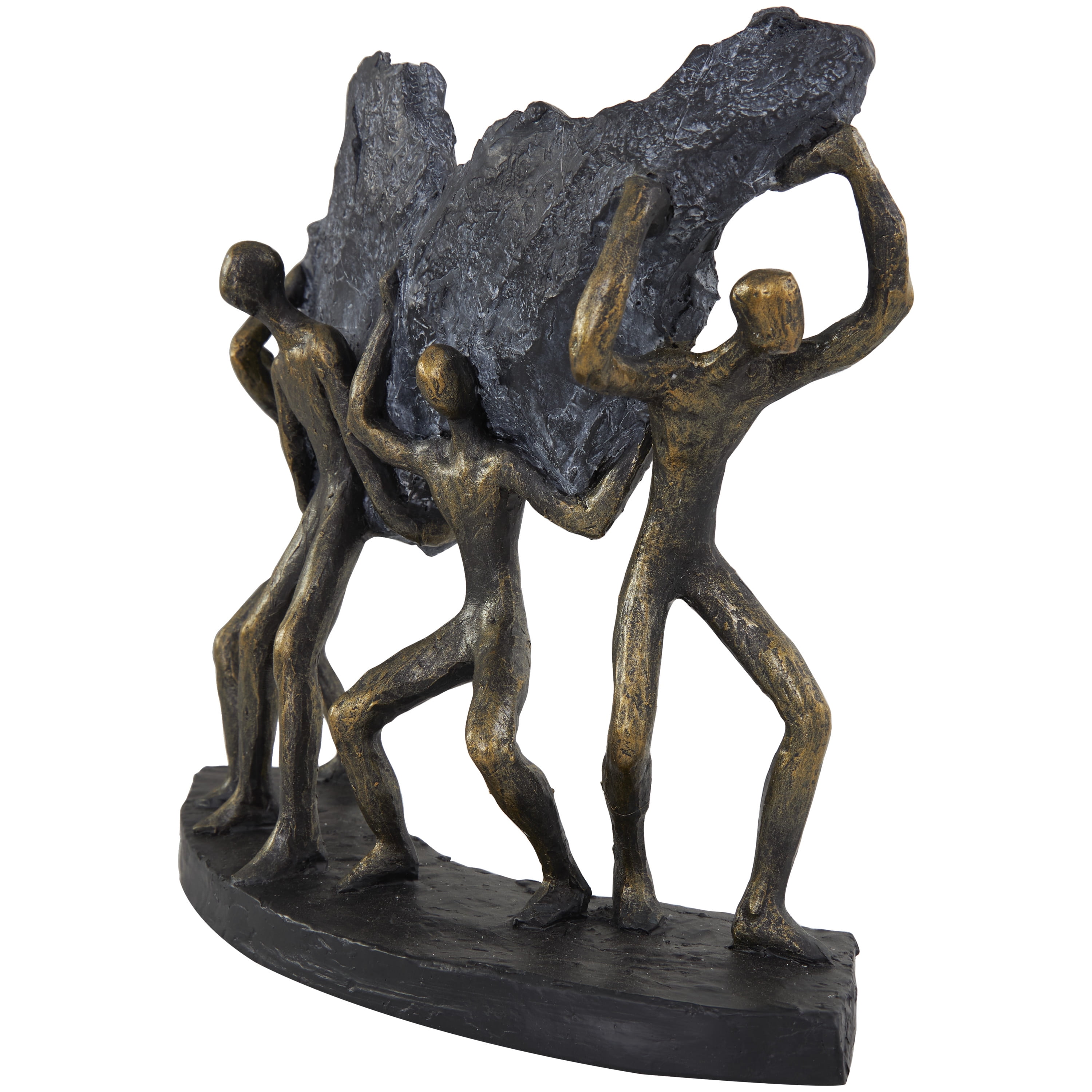 13" x 11" Bronze Polystone Carrying Stone People Sculpture, by DecMode
