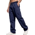 thumbnail image 6 of Liuinsasek Men's Straight Leg Cargo Pants Drawstring Elastic with Multi-Pockets Waist Casual Loose Outdoor Sports Long Pants, 6 of 7