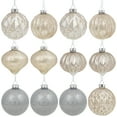 thumbnail image 2 of Northlight Mercury Glass Style Glass Christmas Ornament Set - 3" - Silver and Champagne - 12ct, 2 of 9