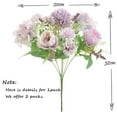 thumbnail image 4 of KIRIFLY Artificial Flowers, Fake Peony Silk Hydrangea Bouquet Decor Plastic Flower Arrangements Wedding Decoration Table Centerpieces(Light Purple), 4 of 7