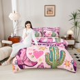 thumbnail image 4 of Homewish Western Cowgirl Boots Bedding Comforter Set 2pcs for Teens Boys Girls,Green Cactus Twin Comforter Sets Microfiber,Love Heart Print Breathable Bedding Set,Lightweight Room Decor,Reversible, 4 of 8