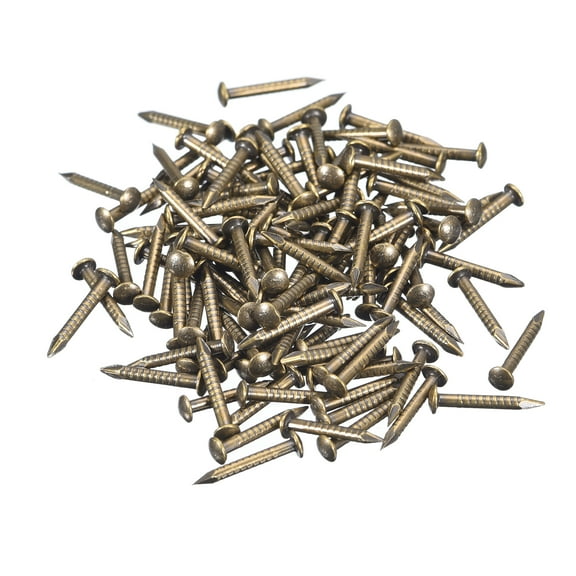Uxcell 140Pcs Small Tiny Nails 1.2x10mm(DxL) Tiny Brass Nails Hardware Round Head Brass Nail for Wooden DIY Projects, Bronze Tone