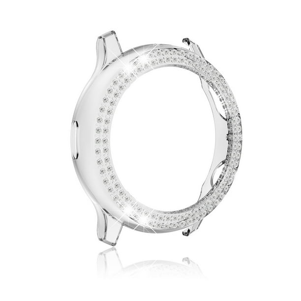 Matsuzay Caja de relojes Forma redonda Marco duro Protector de diamantes de imitación Cubierta de reloj Electrónica R820-44mm Plata