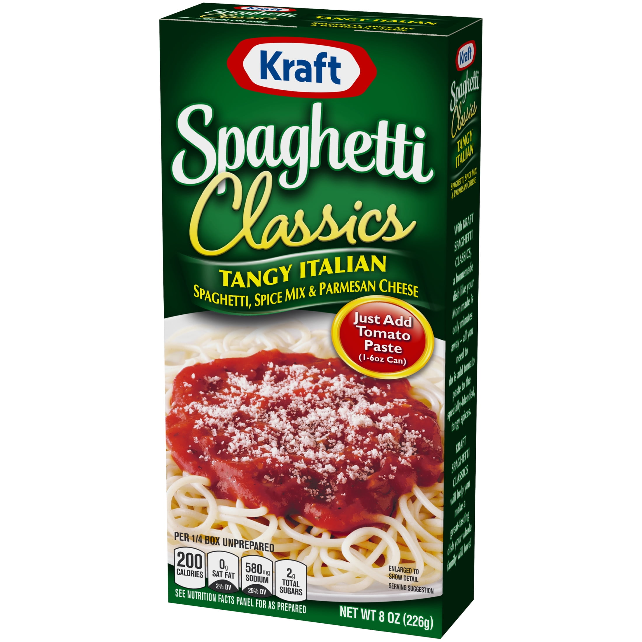 (4 pack) 2-Packs-Kraft Spaghetti Classics Tangy Italian Spaghetti, Spices, & Parmesean Cheese Meal Mix, 8 oz Box