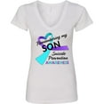 thumbnail image 3 of Inktastic Remembering My Son Suicide Prevention Awareness Women's V-Neck T-Shirt, 3 of 5
