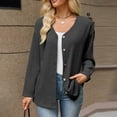 thumbnail image 2 of Edvintorg Knit Cardigans for Women V Neck Long Sleeve Loose Casual Button Down Cardigan Women's Clothes Black S-2XL, 2 of 5