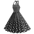 thumbnail image 4 of Teyfeniy Black Women Polka Dots Dresses Halter with Back Tie Up A Line Pleated Dress Sleeveless Flowy Long Dress Casual Summer Fashion Outfit Maxi Dresses, 4 of 8