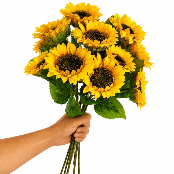 Artificial Sunflower Fake Silk Sunflowers Long Stem Sunflower Decor for Wedding Birthday Party Summer Outdoor Indoor Decor 12PCS