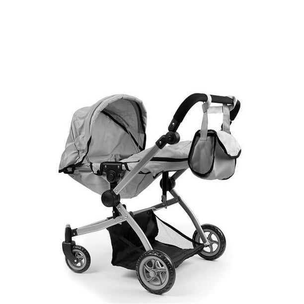 cinderella usa babyboo deluxe double doll stroller grey & black