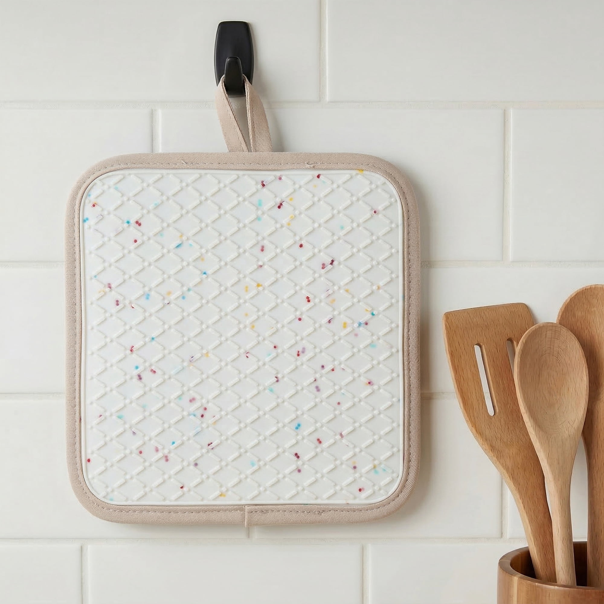 Unique Bargains Pot Holders Heat Resistant Non Slip Hot Pad for Cooking Beige 7.9" x 7.9"