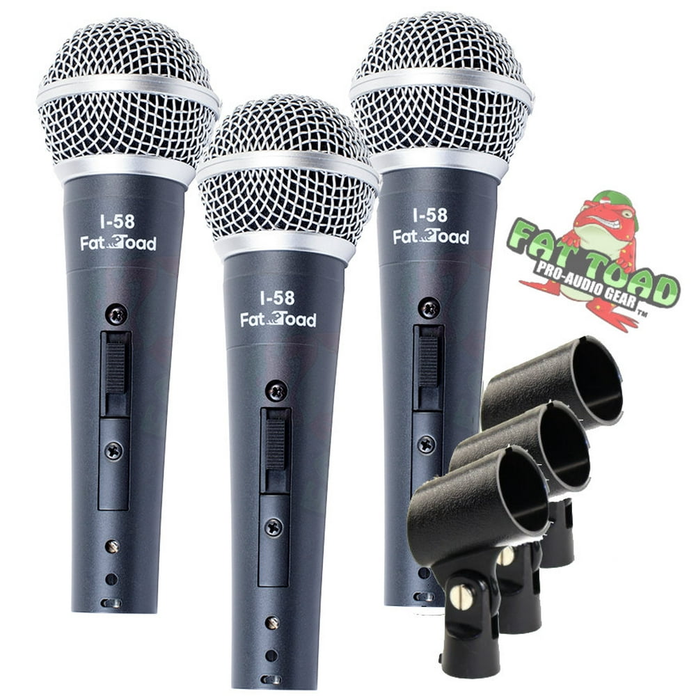 Vocal Handheld Microphones & Clips (3 Pack) by Fat Toad Professional