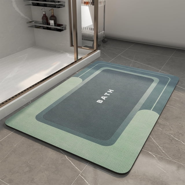 Alfombra de baño MontVoo, antideslizante, absorbente, de secado rápido, color verde