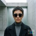 thumbnail image 4 of SA106 Geometric Round Polarized Sunglasses Retro Hipster UV400 TAC Lens / Slate Frame - Black Lens, 4 of 8