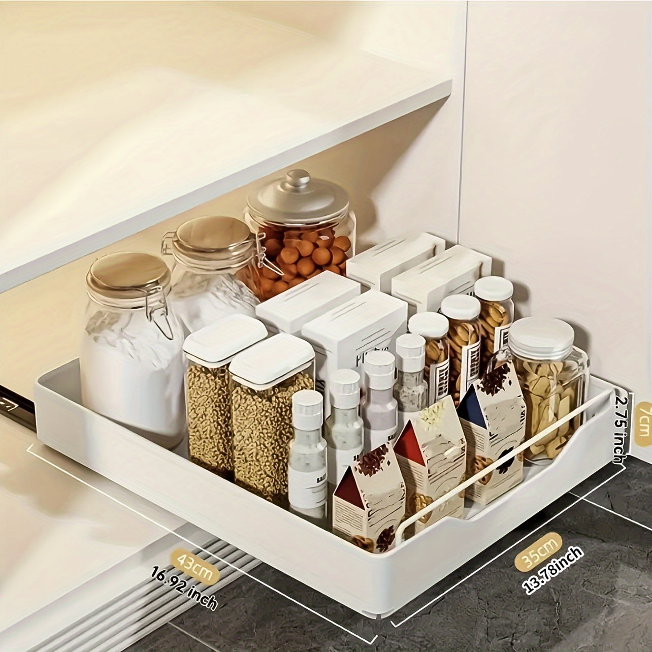Pull-Out Cabinet Organizer Space-Saving Slide-Out Under Sink Organizer - Sturdy Metal Storage Rack for Kitchen & Bathroom Essentials, Paint-Finished