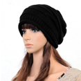 thumbnail image 2 of WonderWiz Comfy Knitted Christmas Lightweight Beanie Hat Slouchy Cold Weather Fall Basic Hat Black One Size, 2 of 5