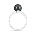 thumbnail image 2 of Angara Solitaire Tahitian Cultured Pearl Bypass Split Shank Ring in 14K White Gold for Women | June Birthstone Jewelry for Her, 2 of 8