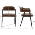 thumbnail image 3 of Set of 6 Mid Century Modern Leather Dining Chairs with Curved Backrest and Black Metal Legs, 3 of 8
