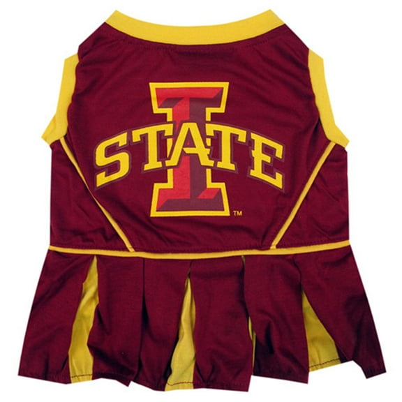 Pets First College Iowa State Cyclones Cheerleader, 3 Sizes Pet Dress Available. Licensed Dog Outfit