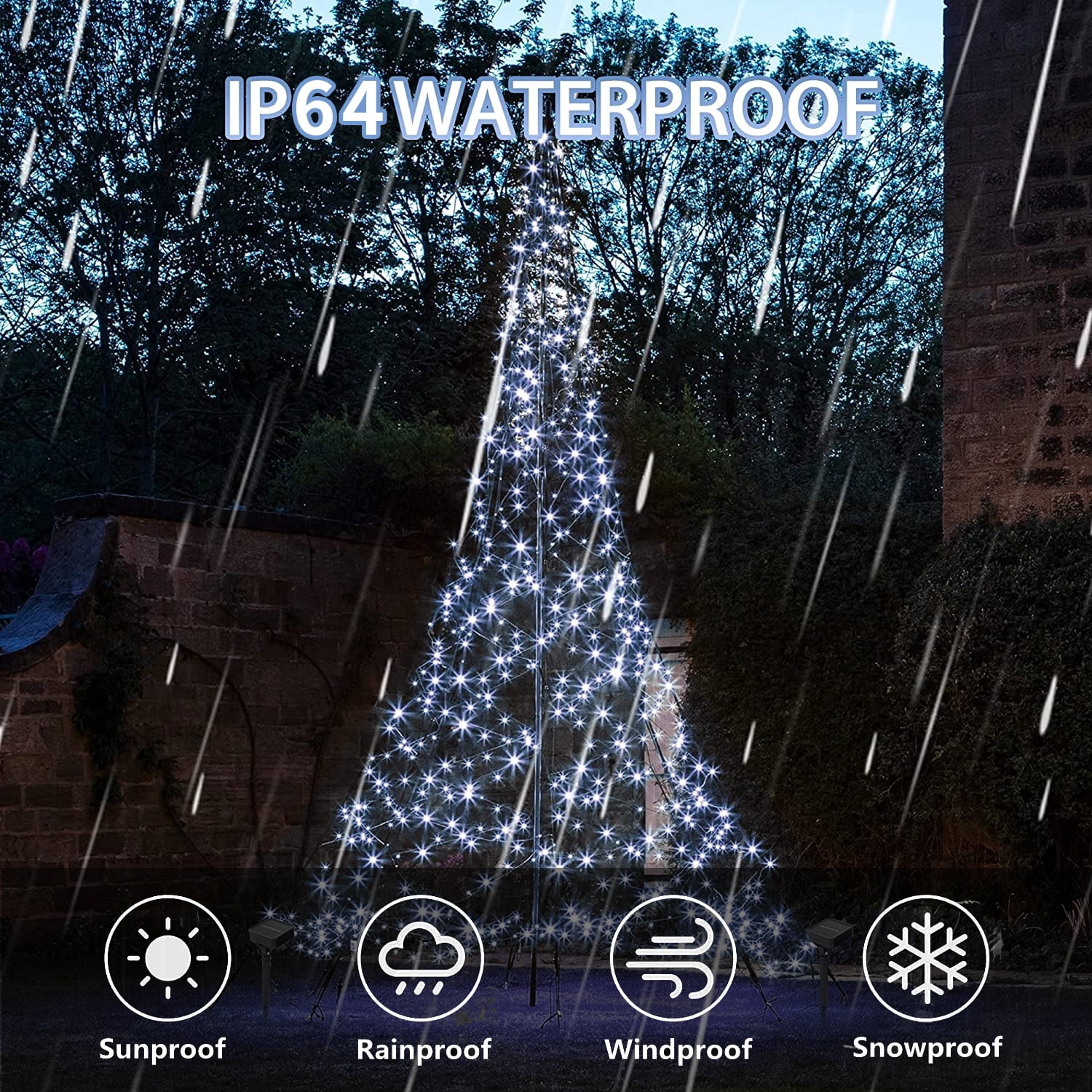 4 Pack 184FT 520LED Christmas Solar Fairy Lights Outdoor IP65 Waterproof, Juhefa Twinkle String Lights for DIY Christmas Tree Decorations, Party, Wedding, Yard (White)