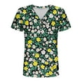 thumbnail image 7 of ClodeEU Women's V-Neck Printed Short Sleeve Shirt with Button ,Casual Trendy Tunic Blouse Green,Womens Plus XL, 7 of 7