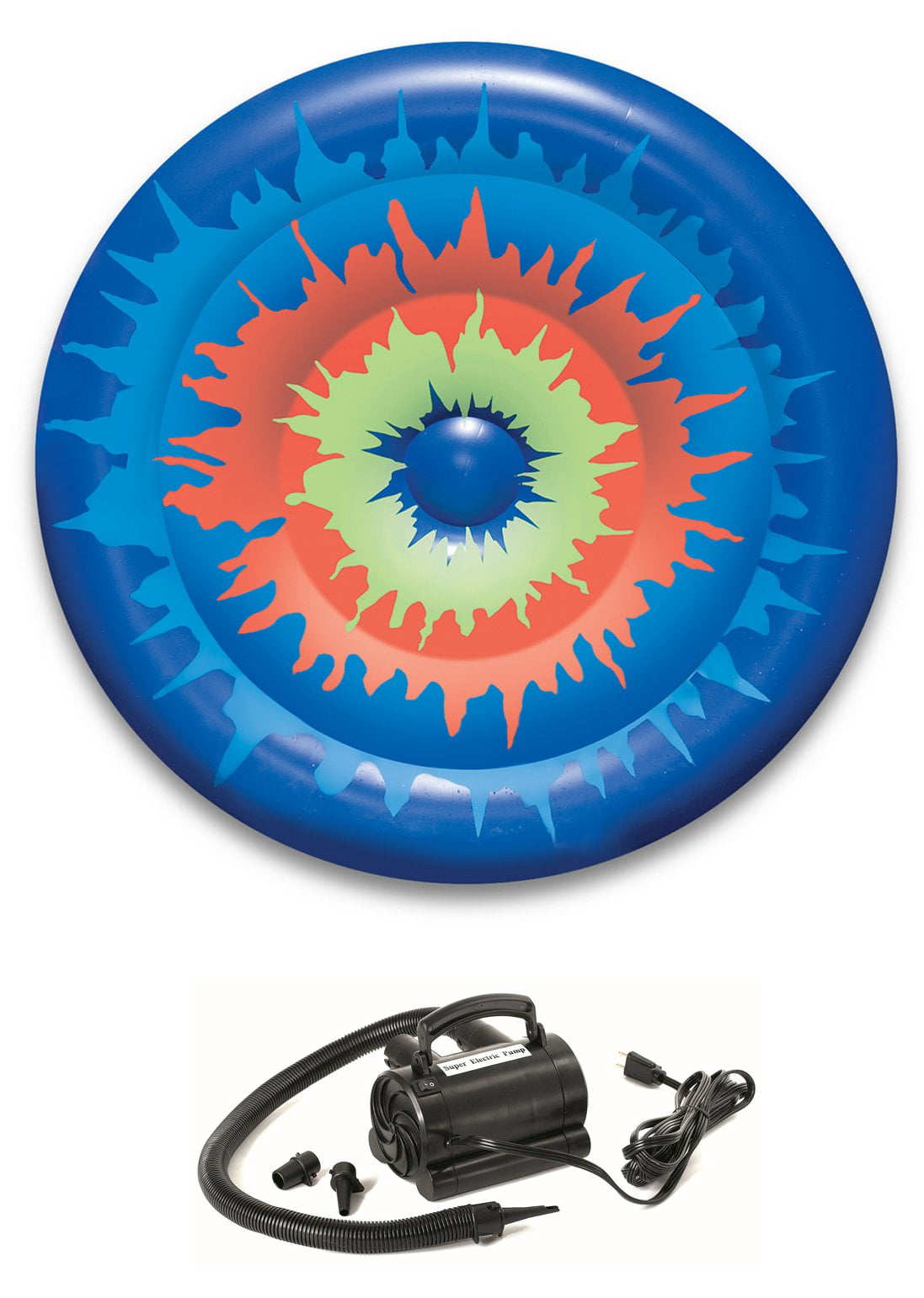 Swimline 90502 Swimming Pool Tie Dye Inflatable 65" Island Tube w/ 110V