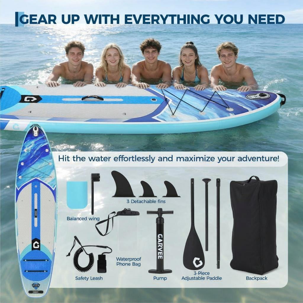 Memoryfield 10.6 ft Inflatable Stand Up Paddle Board, Wide Stable SUP with Non-Slip Deck & Accessories, Blue