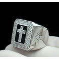 thumbnail image 5 of Forever Jewels 2.00Ct Round Cut Moissanite Cross Pinky Wedding Ring Men 14K White Gold Plated, 5 of 5