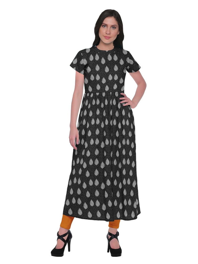 Moomaya Printed Indian Top Long Kurti Dress Cotton Tunic Dresses For Women  - Walmart.com