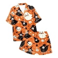 thumbnail image 7 of Halloween Pjs Women 2 Pcs Silk Pjs Women Bat Skeleton Printed Button Up Pajamas For Women Short Sets Lounge Sets Women'S Pajamas Sleep & Lounge, 7 of 7