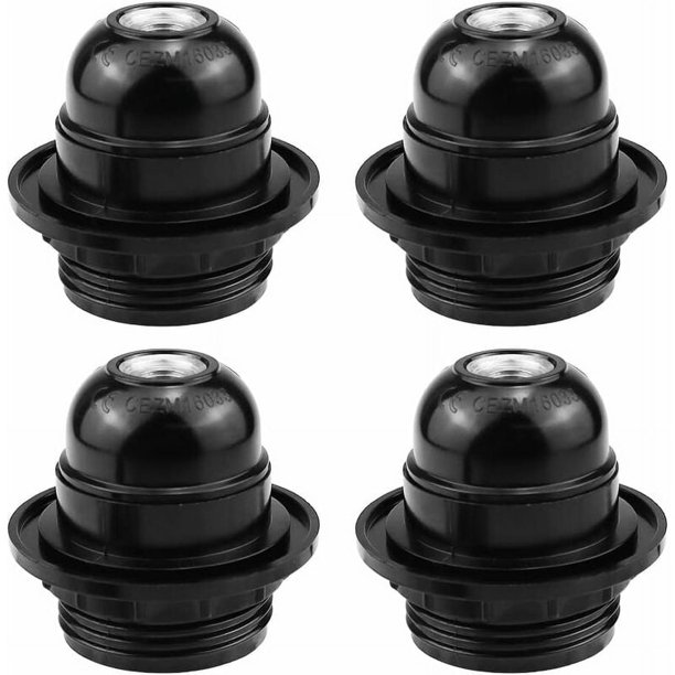 4 Piezas Adaptador de Casquillo E27 Casquillo E27 Negro Casquillo E27 Tornillo Casquillo Lámpara E27 Portalámparas Retro Edison E27 Casquillo Negro E27 para Accesorio de Portalámparas Retro,