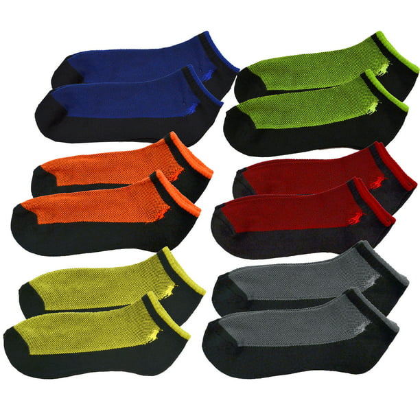 Polo Ralph Lauren NEW Black Mens Size 10-13 6-Pack Assorted Ankle Socks