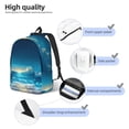 thumbnail image 3 of Disketp Night Sky Beach Scene print Canvas Backpack Lightweight Travel Daypack Student Rucksack Laptop Backpack-Medium, 3 of 5