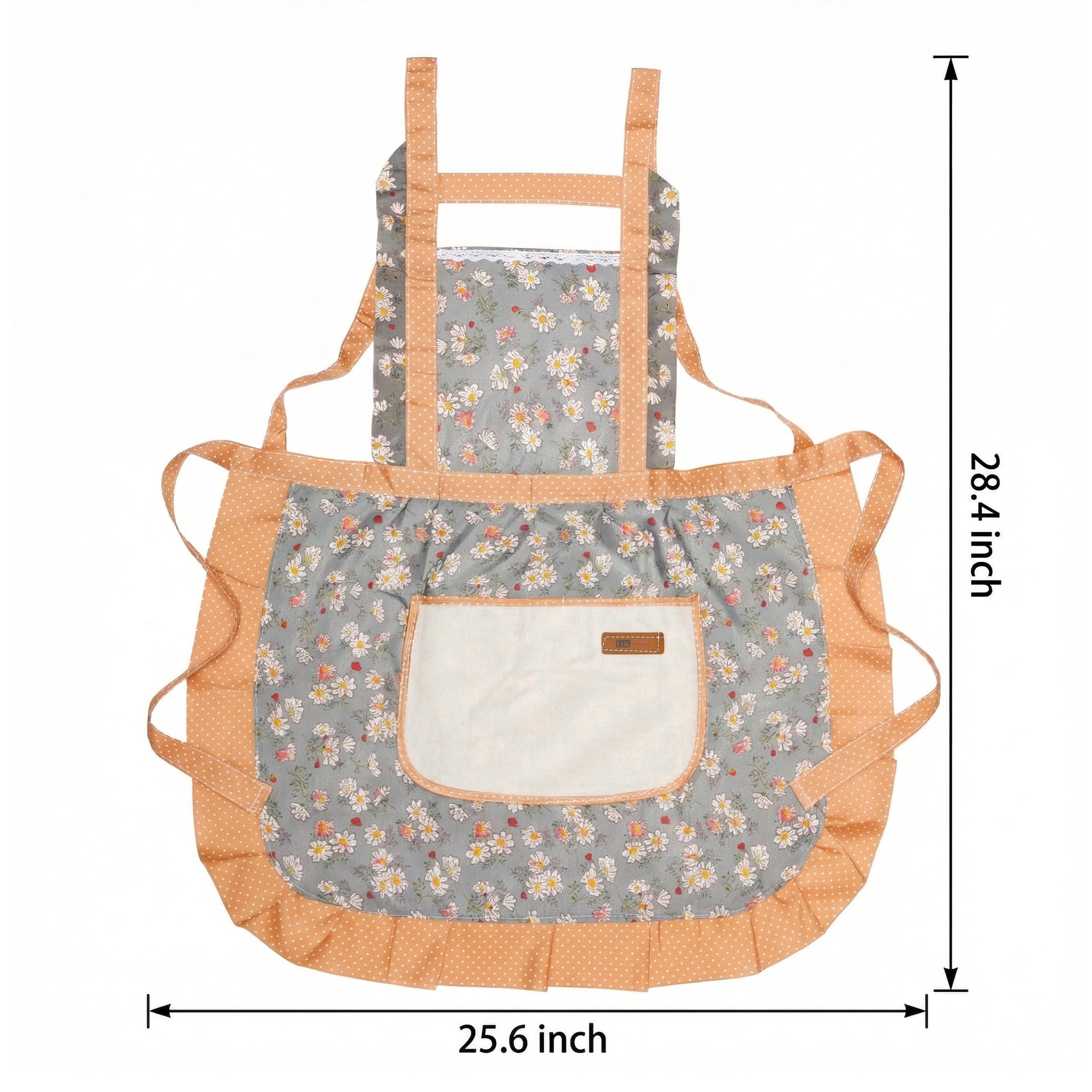 Unique Bargains Durable Floral Kitchen Apron with Pockets and Adjustable Tie Blue