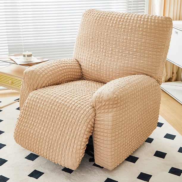 Nvzi Funda de sofá Fundas de sofá 1 plaza Funda de sillón reclinable beige para sofá de sala de estar Fácil ajuste Lavable Muebles Protector de sofá
