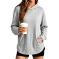 thumbnail image 3 of Nestiefly Women's Modal Soft Oversized Hoodies Long Sleeve Hooded Sweatshirts Pullover Top with Kangaroo Pocket Gray L, 3 of 4