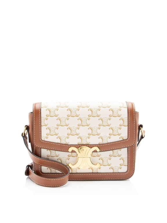 Pre-Owned Celine Triomphe Canvas Calfskin Teen Shoulder Bag