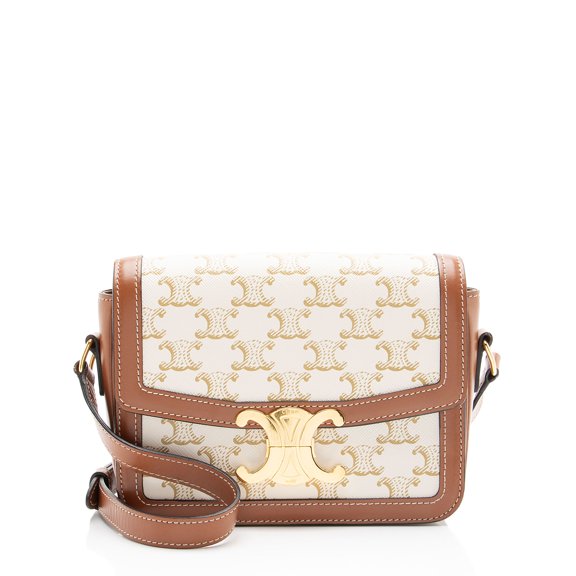 Pre-Owned Celine Triomphe Canvas Calfskin Teen Shoulder Bag