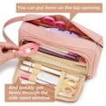 thumbnail image 5 of Large Capacity Large Pouch Canvas Double Zipper Pencil Cases, Pink, 5 of 9