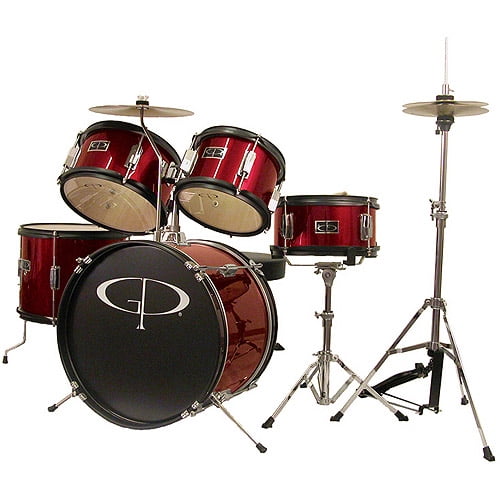 GP Percussion 5Piece Junior Drum Set, Red