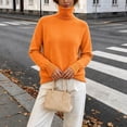 thumbnail image 4 of Kaemgyyd Women's Turtleneck Sweaters Fall Fitted Long Sleeve Basic Tops Fashion Knitted Layering Outfit（Orange,Large）, 4 of 7