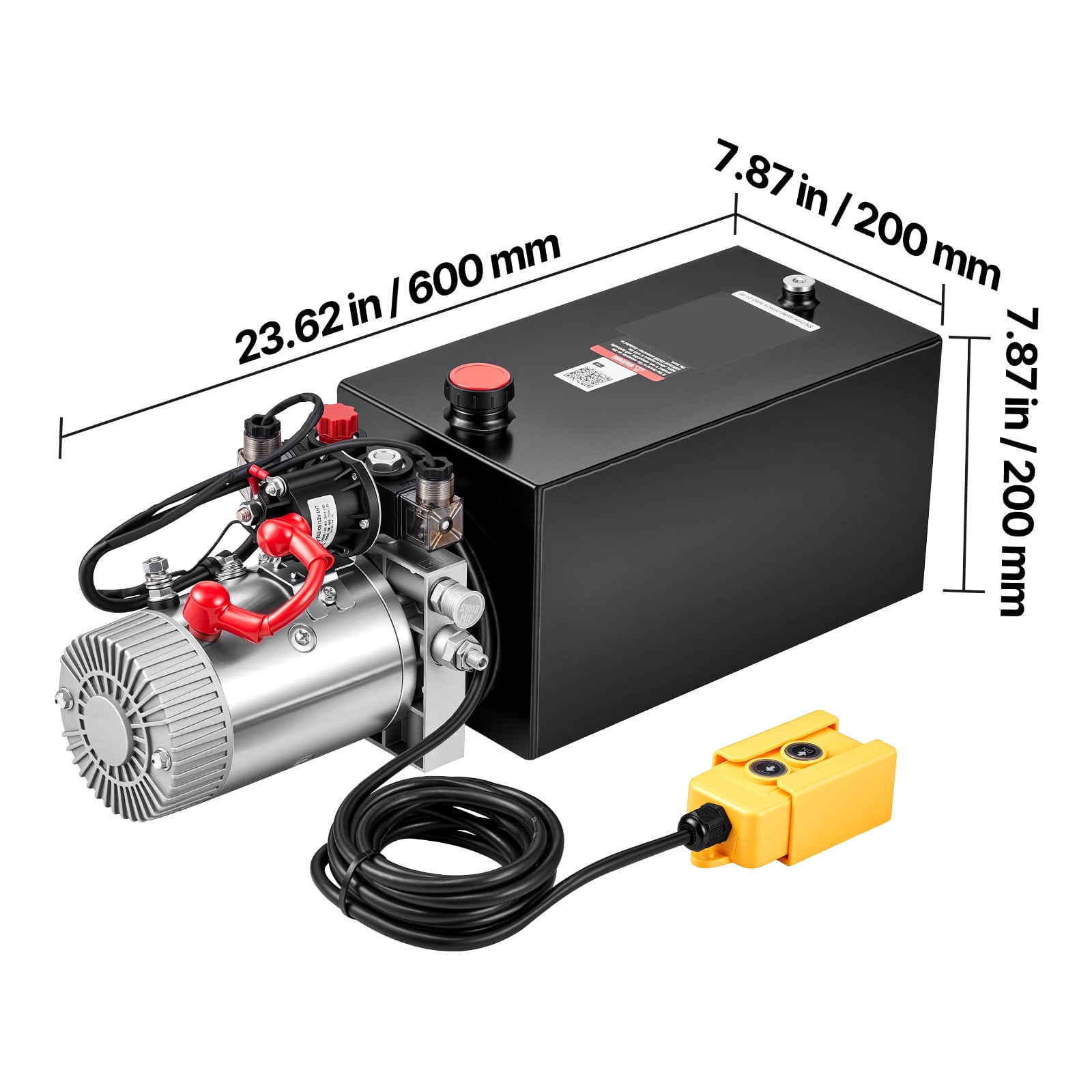 KFFKFF 10 Quart Hydraulic Pump, Double Acting Hydraulic Trailer Pump, 3200 PSI Max Pressure, 0.91 GPM Flow Rate, DC12V 1.6KW Power Unit for Dump Trailer and Vehicle Lifting (Horizontal Setup)