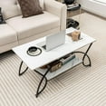 thumbnail image 3 of Giantex 2-Tier Industrial/Modern Coffee Table, Rectangular Cocktail Table, Accent Table w/ Arched Metal Frame, White, 3 of 8