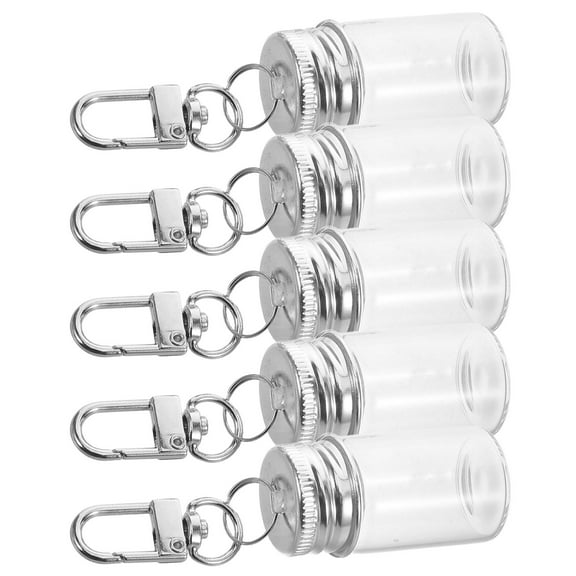 Masteelf 5pcs Mini Glass Bottle Keychain Diy Wishing Drifting Bottle Small Glass Bottles Keychain Transparent Tiny Glass Bottles For Perfume Ornaments