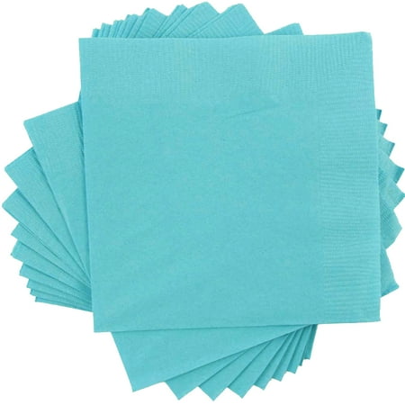 JAM Paper Medium Lunch Napkins, 6 1/2 x 6 1/2, Sea Blue, 40/Pack