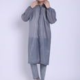 thumbnail image 2 of Raindrops Grey Portable Adult Raincoat with Hood and Drawstring Waterproof EVA for Outdoor Activities One Size Fits Most, 2 of 8