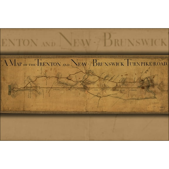 24"x36" Gallery Poster, Map Trenton New Brunswick Turnpike jersey 1800